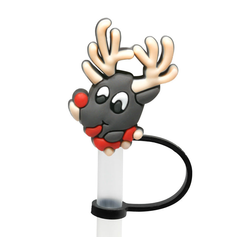 Wholesale 20pcs Cartoon Christmas Series Party Silicone Straw Caps Straw Decoration